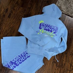 Poppi Blue Graphic Hoodie and Sweatpants Set